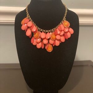 Elegant Coral and Gold Statement Necklace
